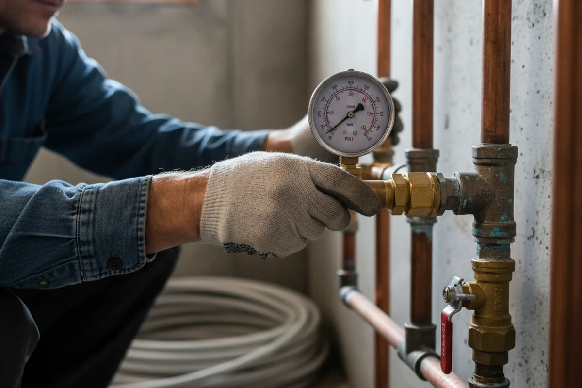 Pressure testing a repaired line during Water Line Repair in Hadlyme
